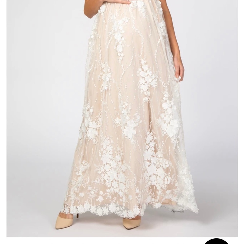 COPY - Ivory Floral Maternity Evening Gown